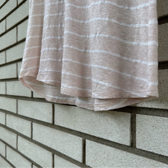 Vince Short Sleeve Scoop Neck Stripe Linen Tee - Picture 6 of 12